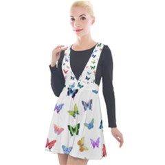 Cute Bright Butterflies Hover In The Air Plunge Pinafore Velour Dress by SychEva