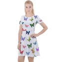 Cute Bright Butterflies Hover In The Air Cap Sleeve Velour Dress  View1