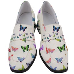 Cute Bright Butterflies Hover In The Air Women s Chunky Heel Loafers by SychEva