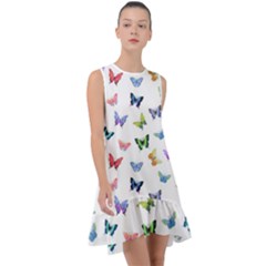 Cute Bright Butterflies Hover In The Air Frill Swing Dress by SychEva