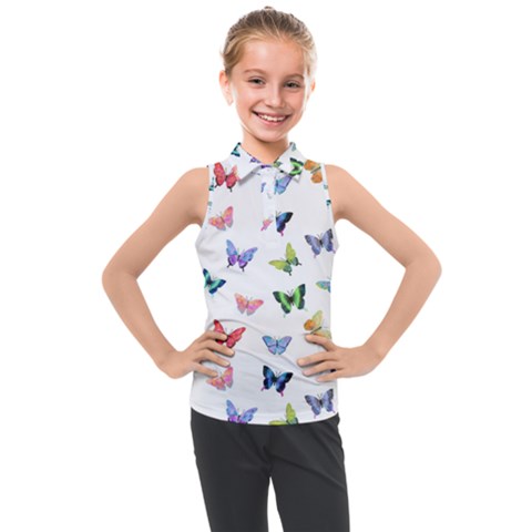 Cute Bright Butterflies Hover In The Air Kids  Sleeveless Polo Tee by SychEva