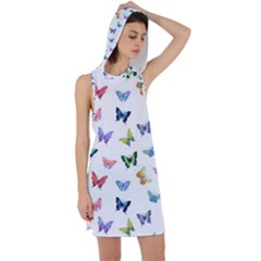 Cute Bright Butterflies Hover In The Air Racer Back Hoodie Dress by SychEva