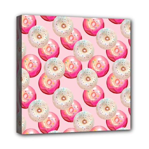 Pink And White Donuts Mini Canvas 8  X 8  (stretched) by SychEva