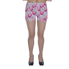 Pink And White Donuts Skinny Shorts by SychEva