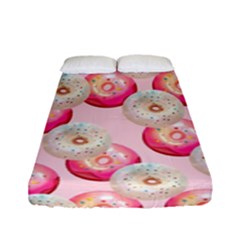 Pink And White Donuts Fitted Sheet (full/ Double Size) by SychEva