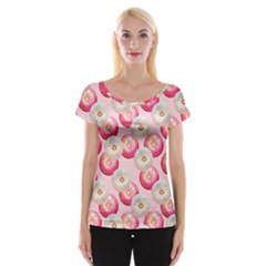 Pink And White Donuts Cap Sleeve Top by SychEva