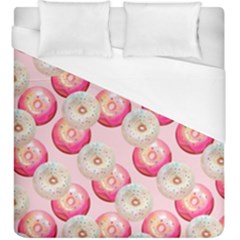 Pink And White Donuts Duvet Cover (king Size) by SychEva