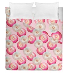 Pink And White Donuts Duvet Cover Double Side (queen Size) by SychEva