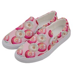 Pink And White Donuts Men s Canvas Slip Ons by SychEva