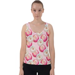 Pink And White Donuts Velvet Tank Top by SychEva