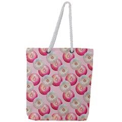 Pink And White Donuts Full Print Rope Handle Tote (large) by SychEva