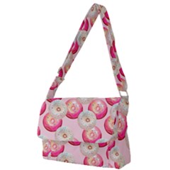 Pink And White Donuts Full Print Messenger Bag (s) by SychEva