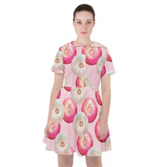 Pink And White Donuts Sailor Dress by SychEva
