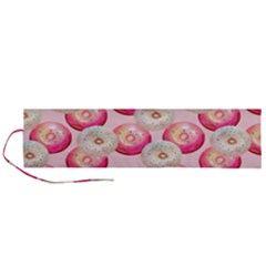 Pink And White Donuts Roll Up Canvas Pencil Holder (l) by SychEva