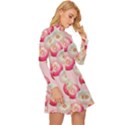 Pink And White Donuts Long Sleeve Velour Longline Dress View3