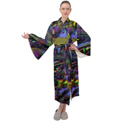 Unadjusted Tv Screen Maxi Velour Kimono by MRNStudios