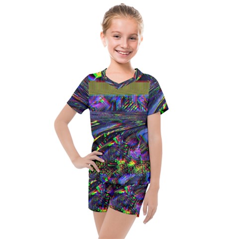 Unadjusted Tv Screen Kids  Mesh Tee And Shorts Set by MRNStudios