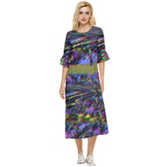 Unadjusted Tv Screen Double Cuff Midi Dress by MRNStudios