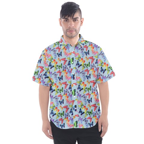 Beautiful Bright Butterflies Are Flying Men s Short Sleeve Shirt by SychEva