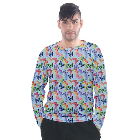 Beautiful Bright Butterflies Are Flying Men s Long Sleeve Raglan Tee by SychEva