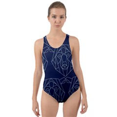 Polygonal Bear Pattern Design Cut-Out Back One Piece Swimsuit