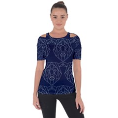 Polygonal Bear Pattern Design Shoulder Cut Out Short Sleeve Top