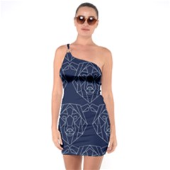 Polygonal Bear Pattern Design One Soulder Bodycon Dress