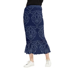 Polygonal Bear Pattern Design Maxi Fishtail Chiffon Skirt