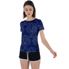 Polygonal Bear Pattern Design Back Circle Cutout Sports Tee