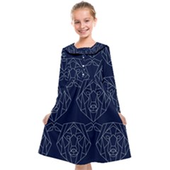 Polygonal Bear Pattern Design Kids  Midi Sailor Dress