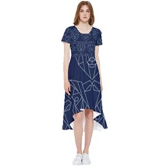 Polygonal Bear Pattern Design High Low Boho Dress