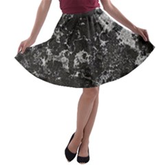 Dark Marble Camouflage Texture Print A-line Skater Skirt by dflcprintsclothing