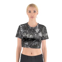 Dark Marble Camouflage Texture Print Cotton Crop Top by dflcprintsclothing