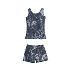 Dark Marble Camouflage Texture Print Kids  Boyleg Swimsuit by dflcprintsclothing