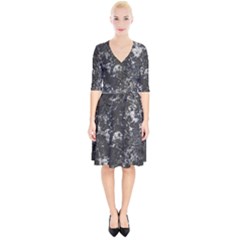 Dark Marble Camouflage Texture Print Wrap Up Cocktail Dress by dflcprintsclothing
