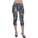 Dark Marble Camouflage Texture Print Lightweight Velour Capri Leggings  View1