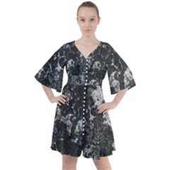 Dark Marble Camouflage Texture Print Boho Button Up Dress by dflcprintsclothing