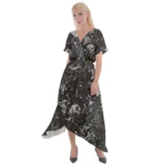 Dark Marble Camouflage Texture Print Cross Front Sharkbite Hem Maxi Dress by dflcprintsclothing