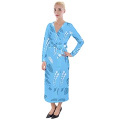 Folk flowers pattern Floral surface design Seamless pattern Velvet Maxi Wrap Dress