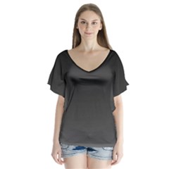 Charcoal Glow V-neck Flutter Sleeve Top