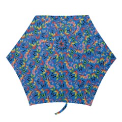 Multicolored Butterflies Fly On A Blue Background Mini Folding Umbrellas by SychEva