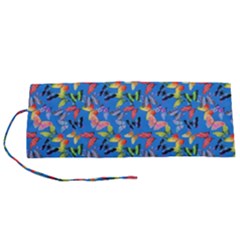 Multicolored Butterflies Fly On A Blue Background Roll Up Canvas Pencil Holder (s) by SychEva