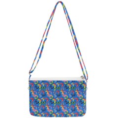 Multicolored Butterflies Fly On A Blue Background Double Gusset Crossbody Bag by SychEva