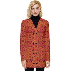 Red Pattern Button Up Hooded Coat  by Sparkle