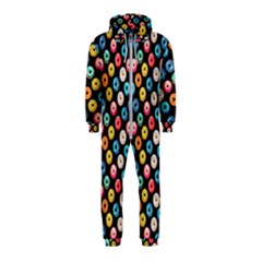 Multicolored Donuts On A Black Background Hooded Jumpsuit (kids) by SychEva