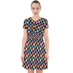 Multicolored Donuts On A Black Background Adorable In Chiffon Dress by SychEva