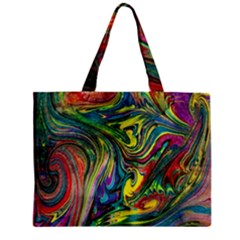 Intricate Painted Swirls Zipper Mini Tote Bag by kaleidomarblingart