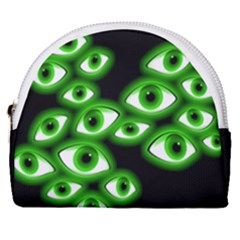 Creepy Cluster Of Glowing Green Eyes Horseshoe Style Canvas Pouch by VernenInk