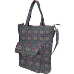 Neon Mandala Flowers Shoulder Tote Bag