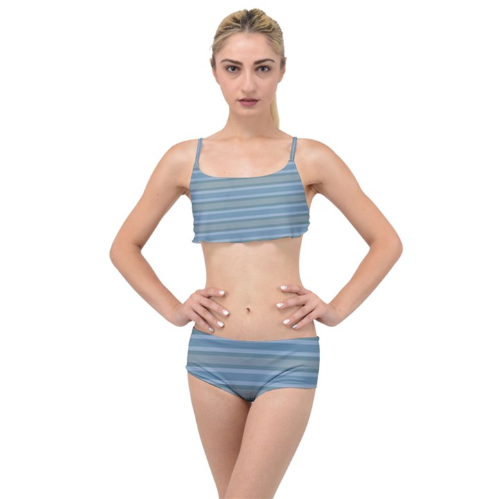 Blue Gray Highway Layered Top Bikini Set